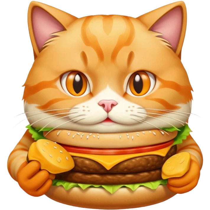 Buff cat with a cheese burger emoji