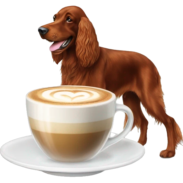 Happy Irish setter with cappuccino  emoji