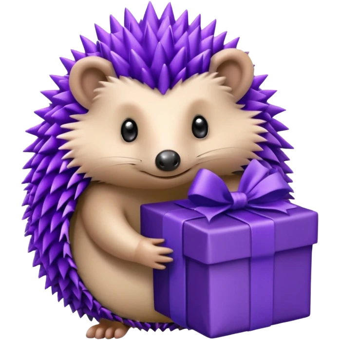 Hedgehog w purple gift emoji