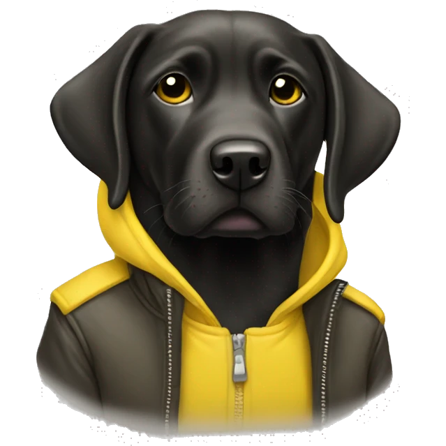 Black lab in yellow jacket emoji
