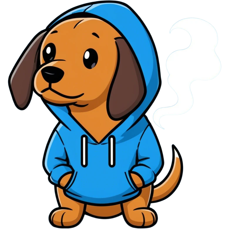 Dog wearing hoodie smoking emoji