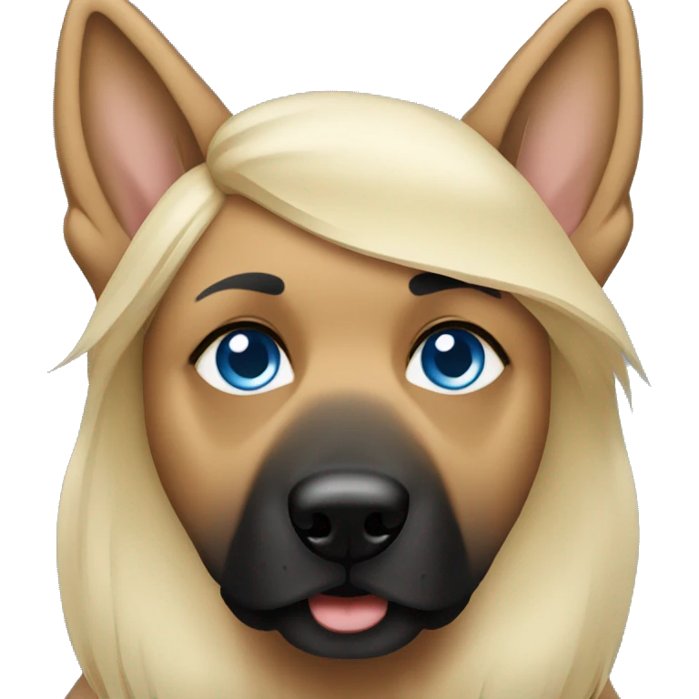 blonde woman blue eyes with german shepherd emoji