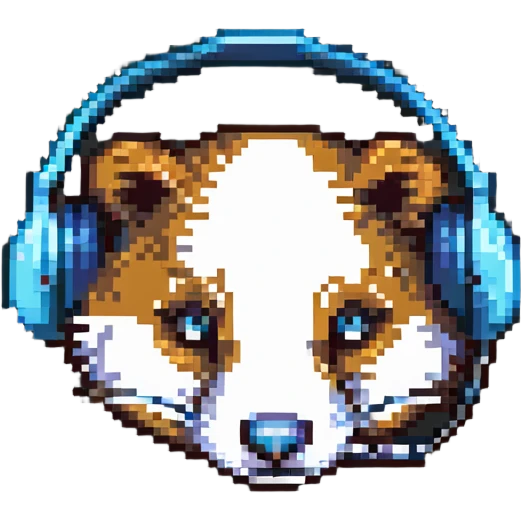 badger head wearing a headset, pixel art style, simple background emoji