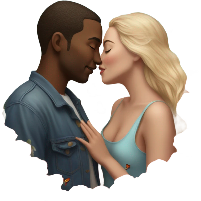 Hyper Realistic Couple kissing surrounded by roses and butterflies  emoji