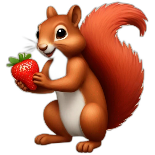 a squirrel holds strawberries in its paws emoji