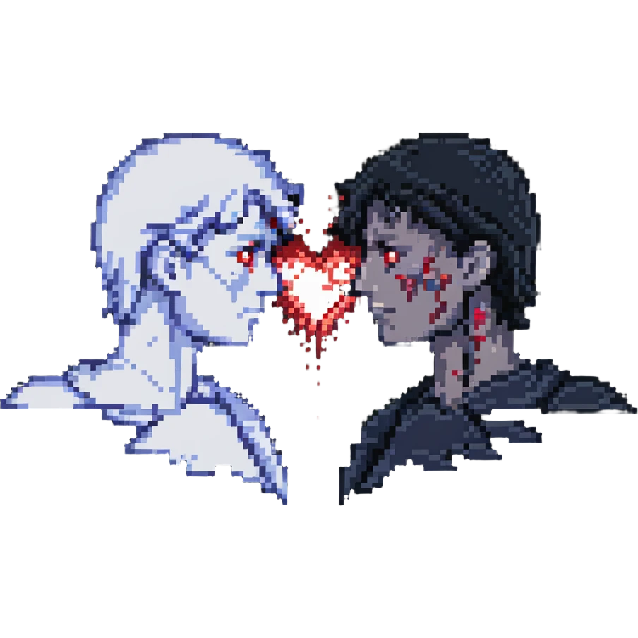 two men gay couple breaking up with a shattered heart between them emoji