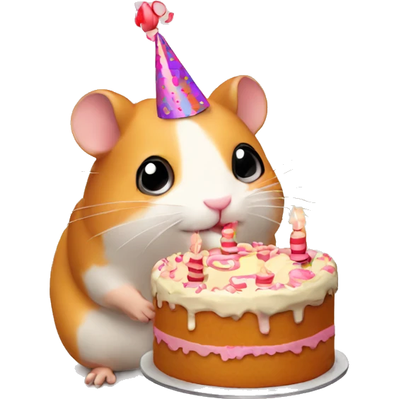 Hamster with a birthday cake  emoji