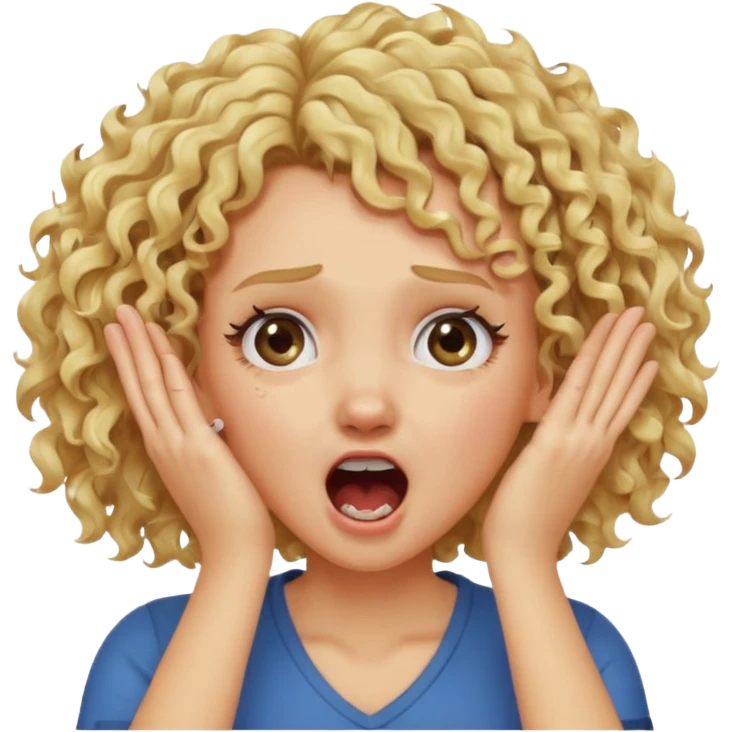 Emoji di ragazza bionda riccia che urla e mette una mano in faccia verso la fronte emoji