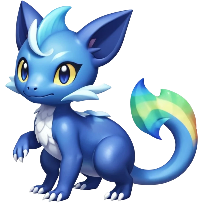 Rainbow crystal mix Shiny pastel Salandit-Meowstic-Noibat-Fakémon-hybrid-creature (full body)  emoji