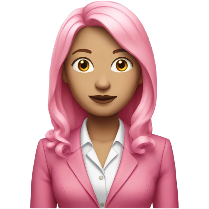 secretary-like WHITE skin women with loose long pink hair in pink suit emoji