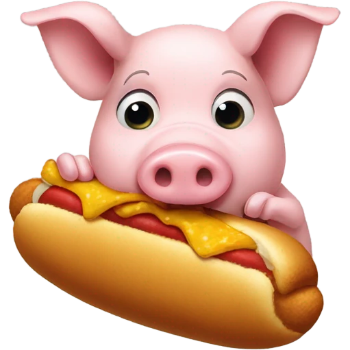 Pig eating a corndog emoji