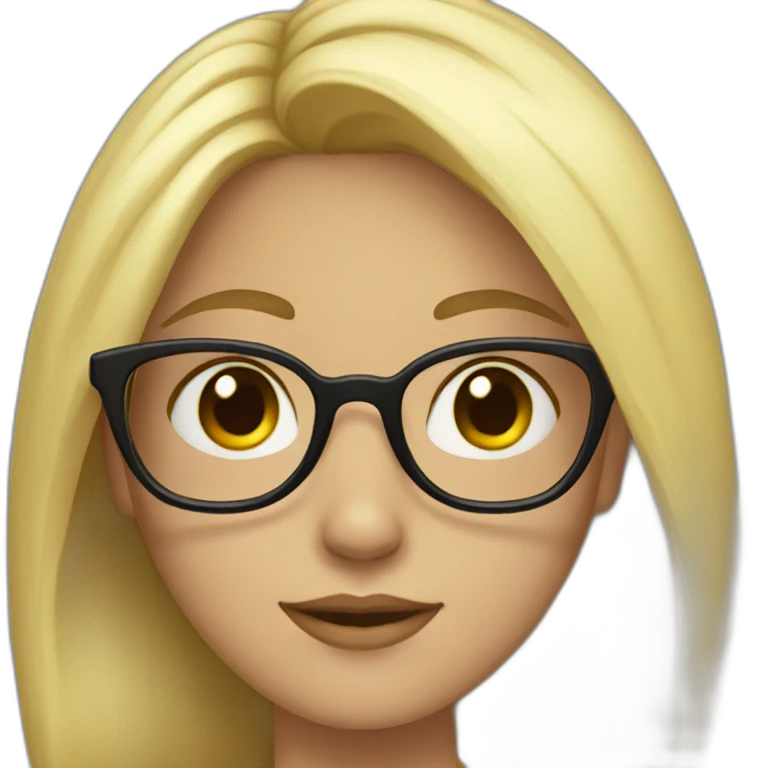girl with blonde hair, black glasses with tree emoji