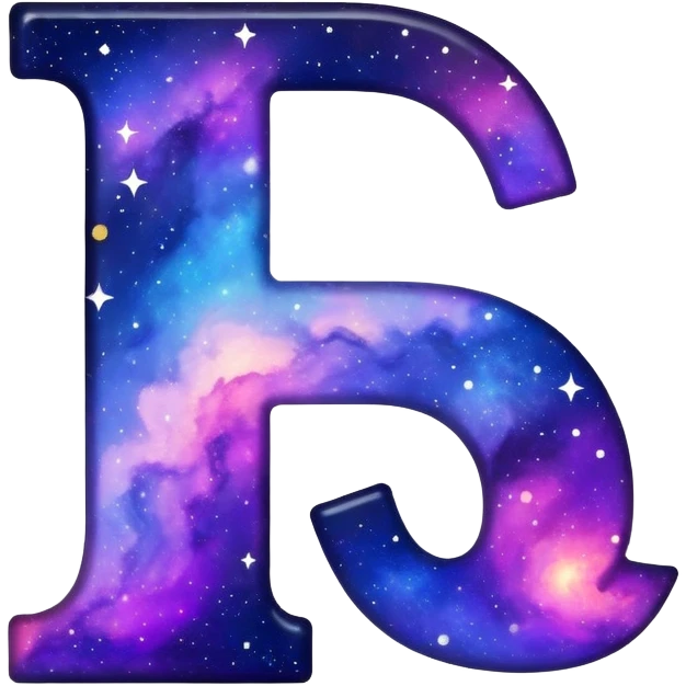letter J filled with galaxy pattern and stars emoji