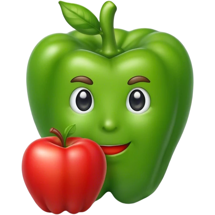 A bell pepper hugging an apple emoji