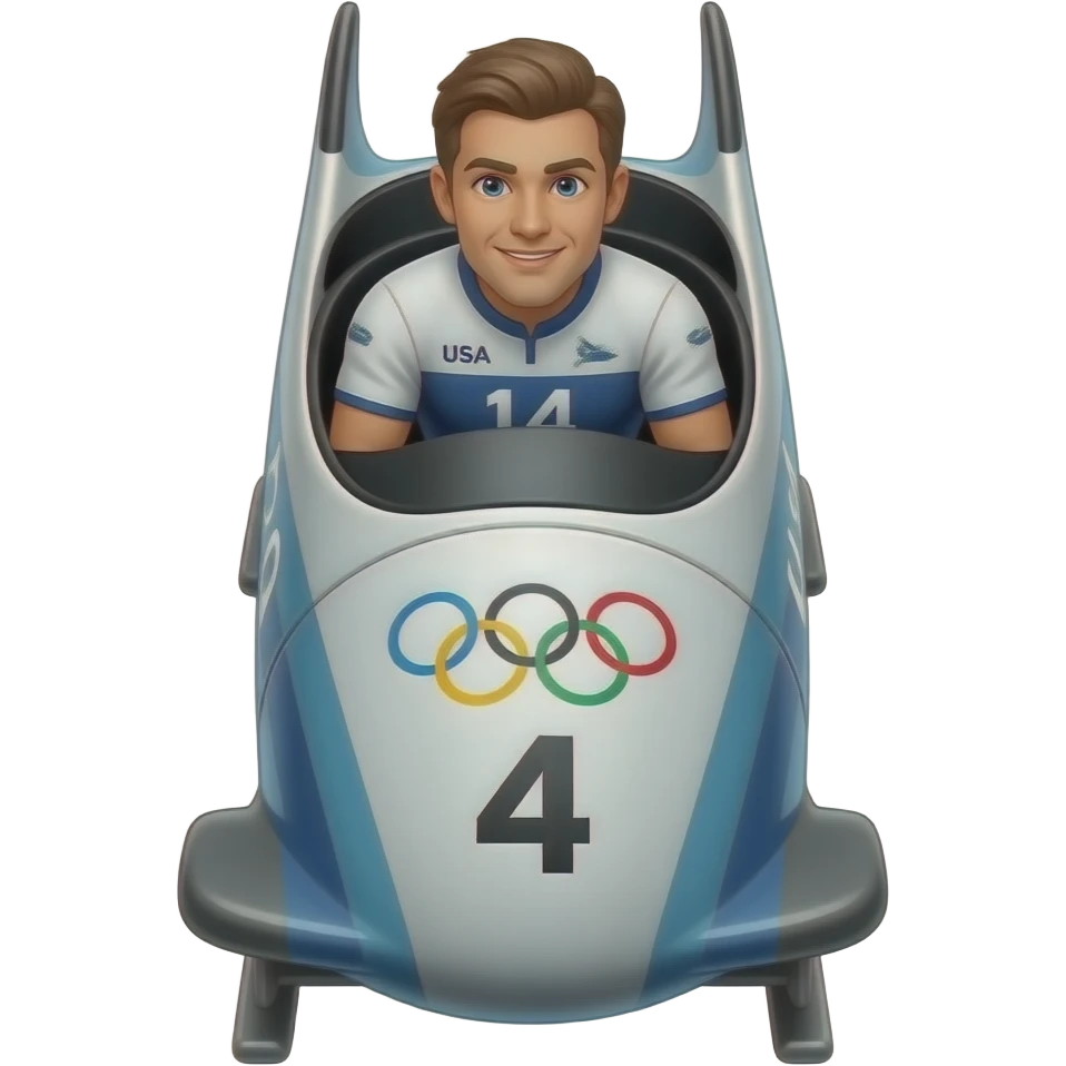 USA Olympic Bobsled with male inside emoji