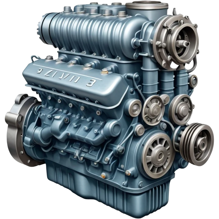 Detailed ZIL-130 V8 truck engine, Soviet automotive design, mechanical parts visible emoji