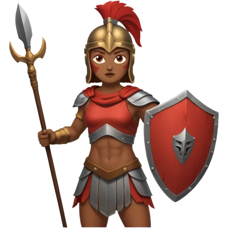 woman spartan warrior holding spear and shield emoji