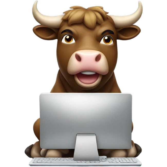 smiling bull using computer emoji