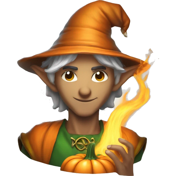 pumkin elf male casting a spell emoji