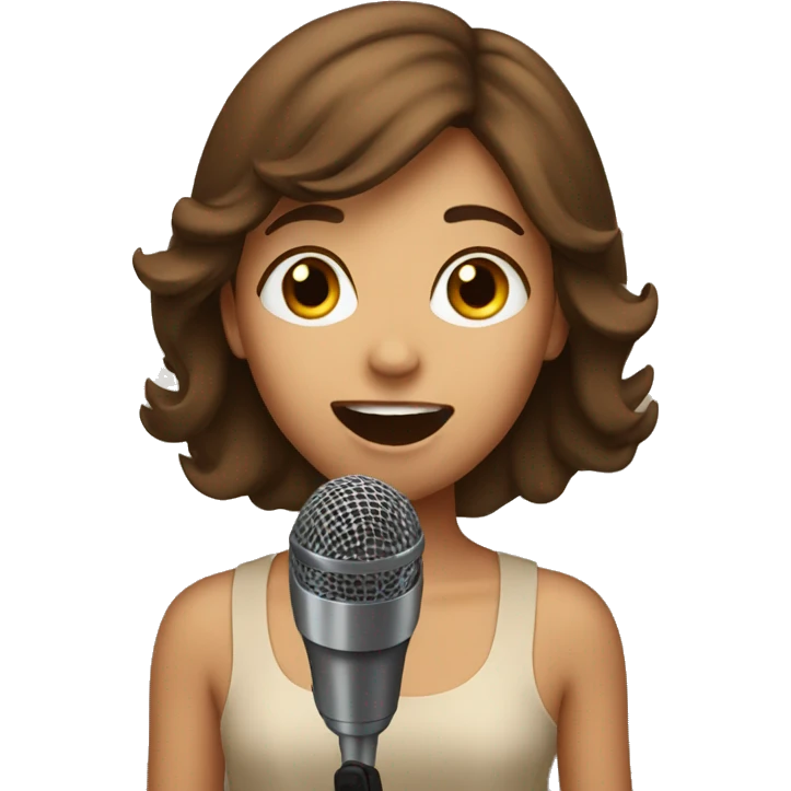 Brown haired girl singing emoji