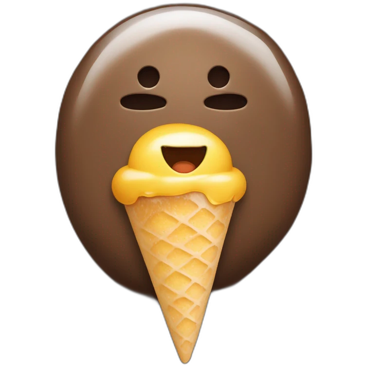 un brun mangeant une glace emoji