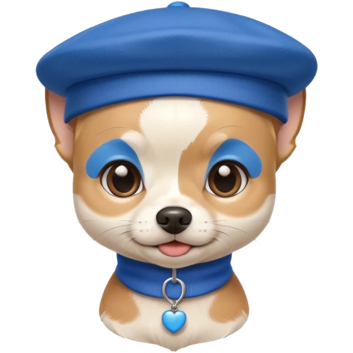 tan and white chihuahua with blue beret emoji