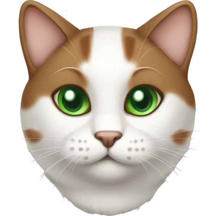 Cute brown and white cat with green eyes emoji