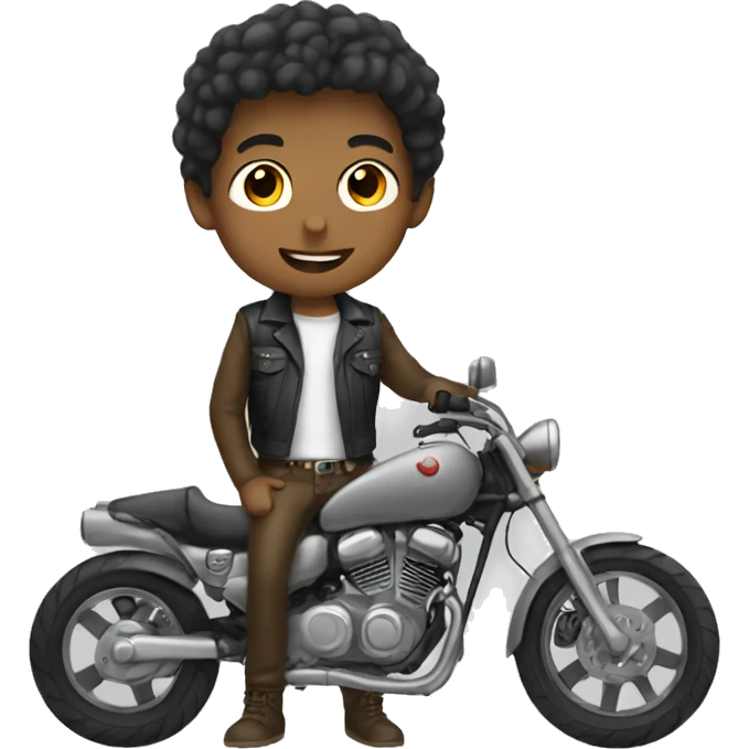 Cute Boy with a Motorcycle emoji