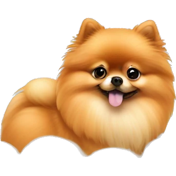 Orange Pomeranian sitting in a cloud emoji