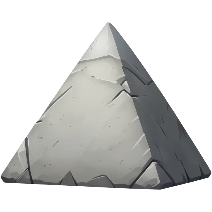 Single pyramid rock block, stone texture, triangular shaped rock emoji