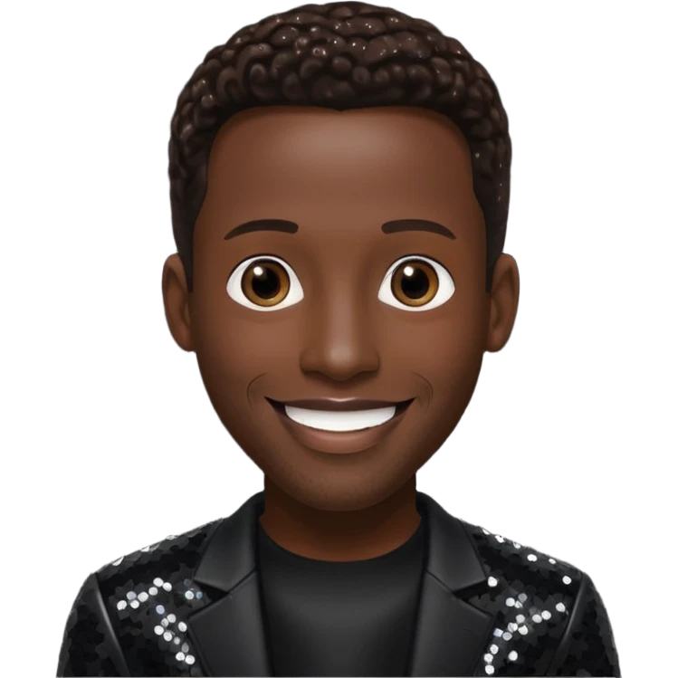 Shawn Stockman from Boyz II Men with dark brown hair, black sequin outfit emoji