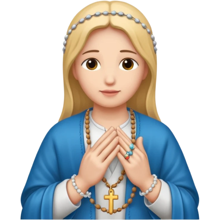 Praying hands holding a rosary, close-up. emoji