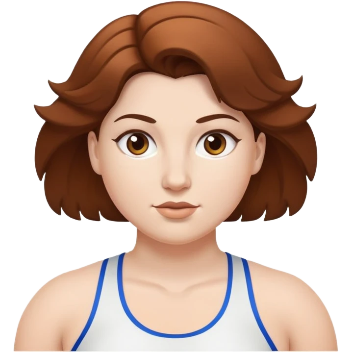 athlete with white skin and curvy brown hair emoji