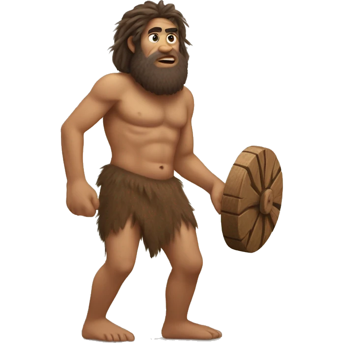 caveman with wooden wheels emoji