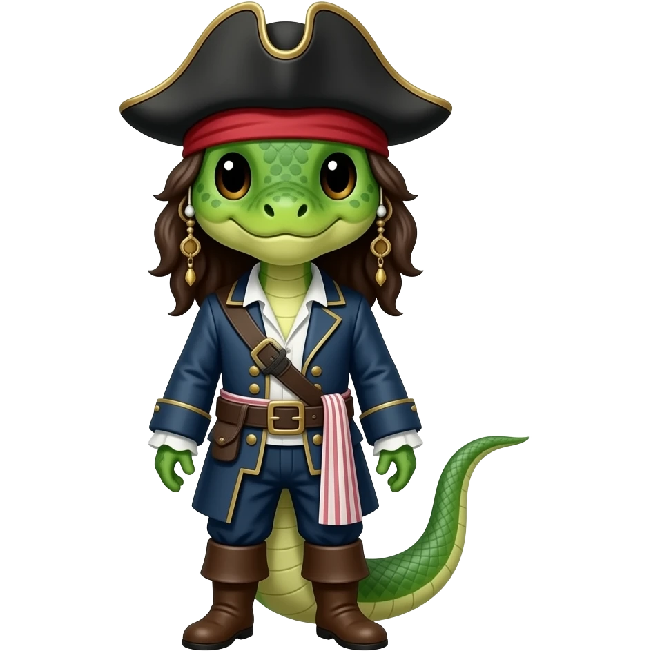 a snake in a Jack Sparrow costume emoji