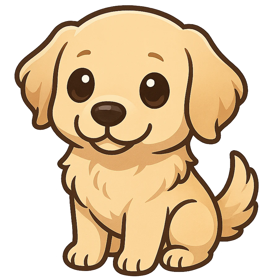 golden retriever, cute, big eyes, chibi style, simple background emoji