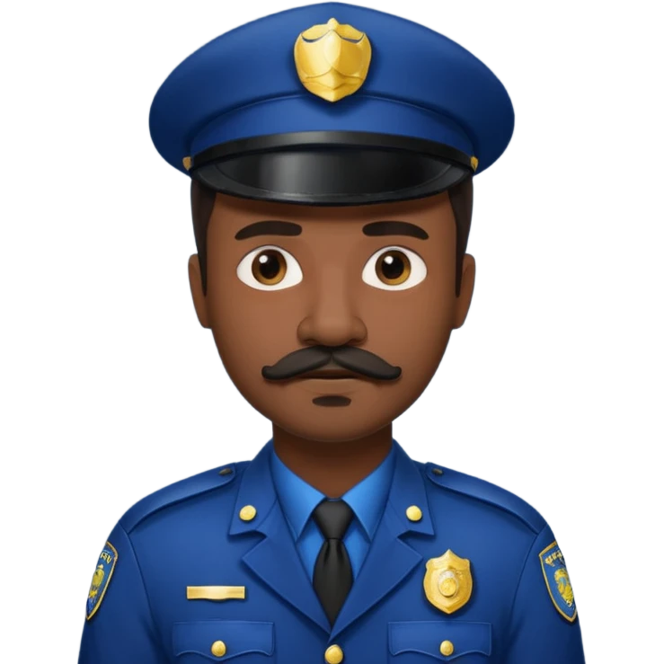 black men with mustache wear police's uniform emoji