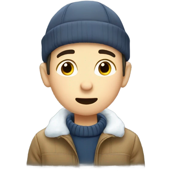 Boy sniffing snow emoji
