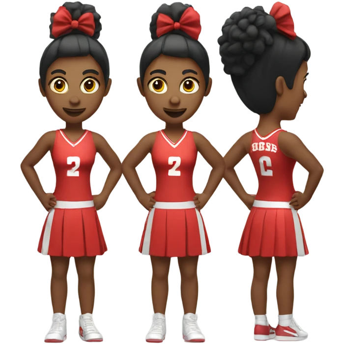 cheerleader wearing red and looks like a bobb emoji