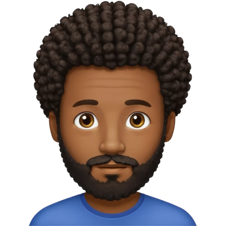 Dark brown skin man with beard and a tiny curly  Afro fade with dark dark brown eyes - beard should be a bit lighter . Not as much hair  emoji