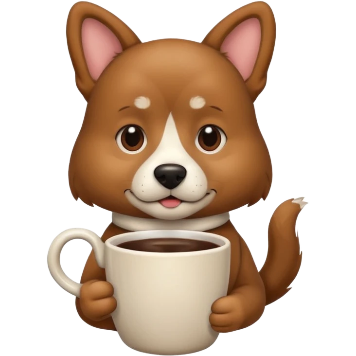 Dog with a cup of coffee emoji