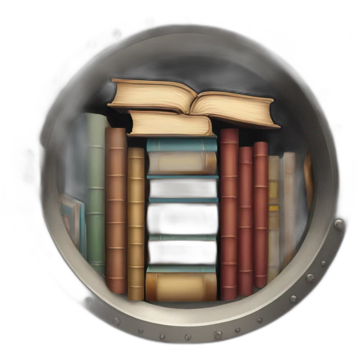 a vault with books trying to get out from it emoji