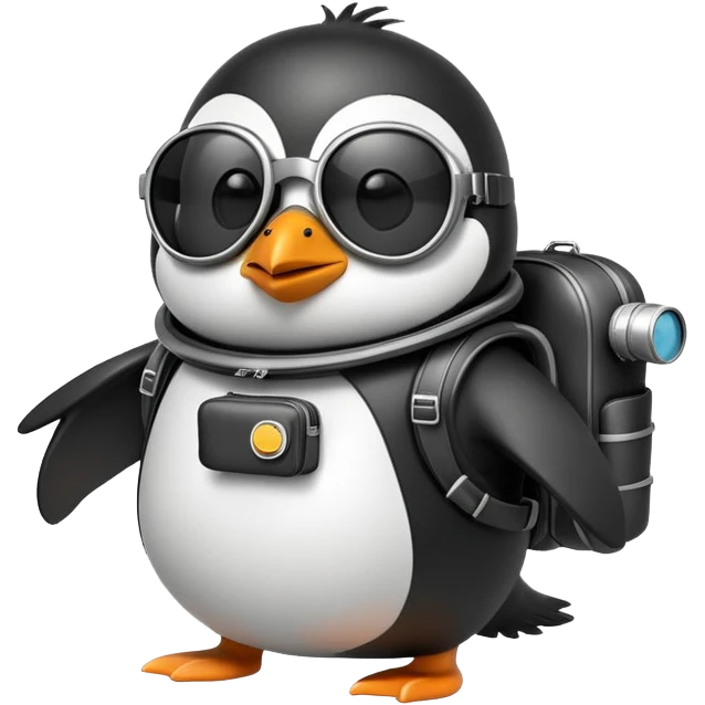penguin with a jetpack and sunglasses emoji