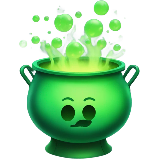green magic cauldron with potion emoji