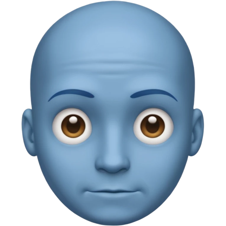 Bald male emoji with blue skin, no smile, like neutral face, but with a big head / forehead emoji