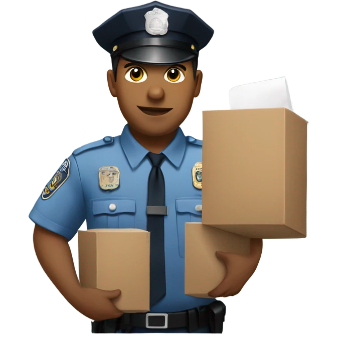 hispanic police holding a one white box emoji