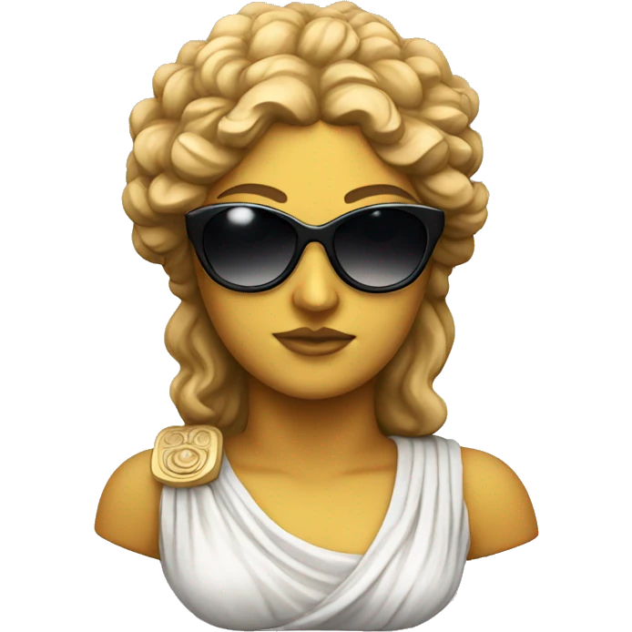greek goddess sculpture wearing sunglasses emoji