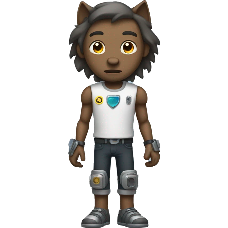 a man named Pre is half wolf with robot arms emoji