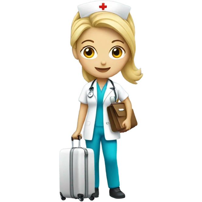 blonde nurse with suitcase emoji
