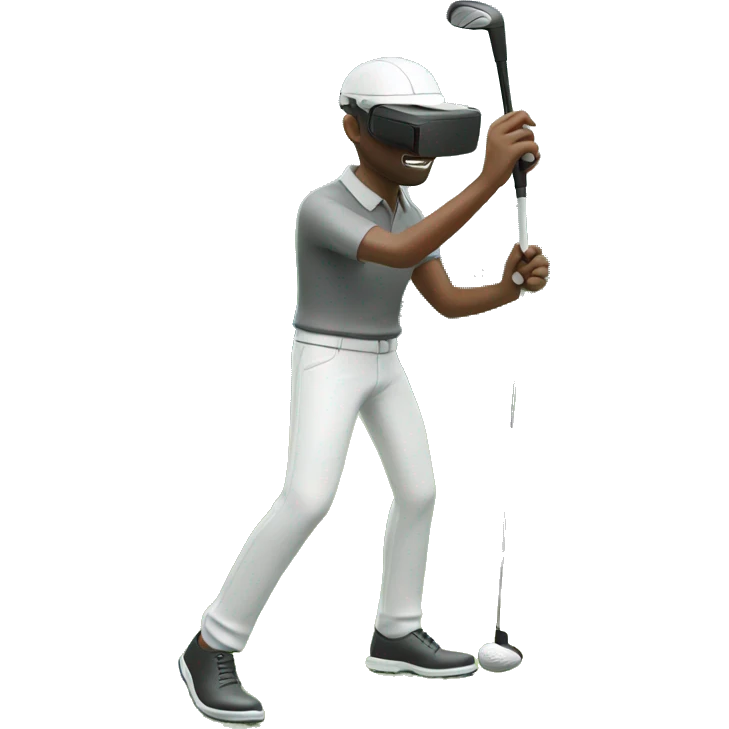 man playing golf with a vr headset on emoji